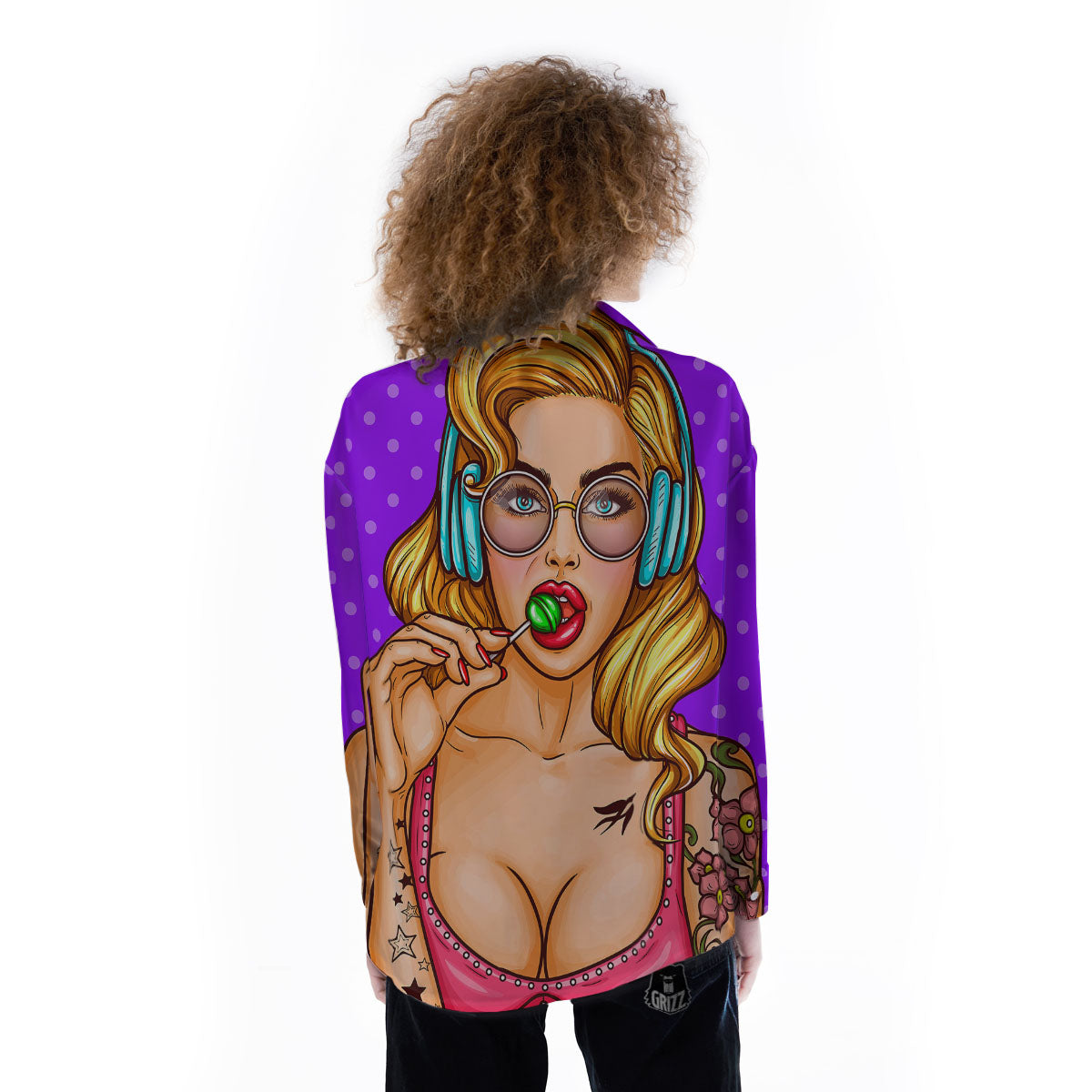 Lollipop And Punk Girl Print Women's Long Sleeve Shirts-grizzshop
