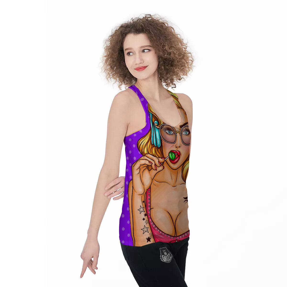 Lollipop And Punk Girl Print Women's Racerback Tank Top-grizzshop