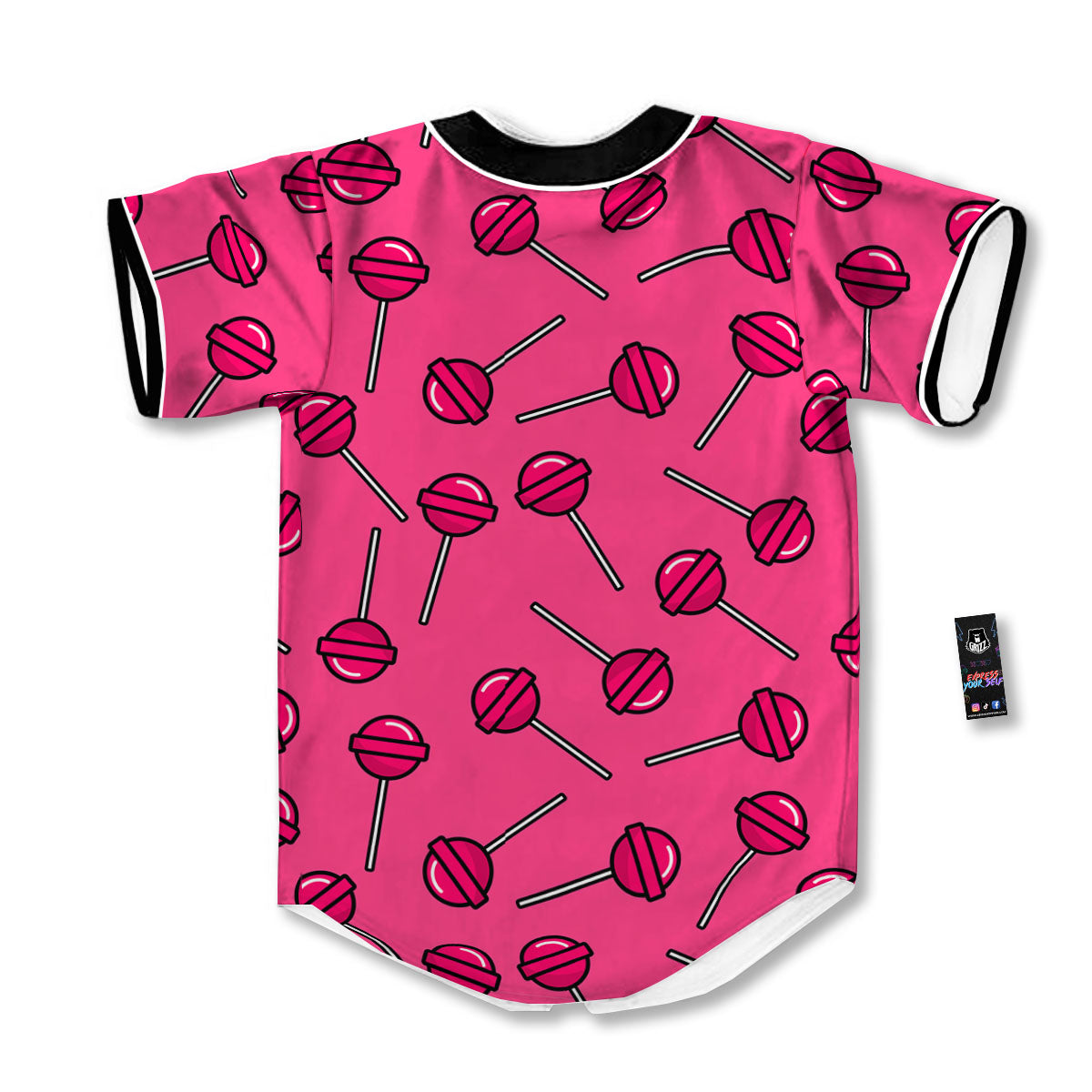 Lollipop Candy Pink Print Pattern Baseball Jersey-grizzshop