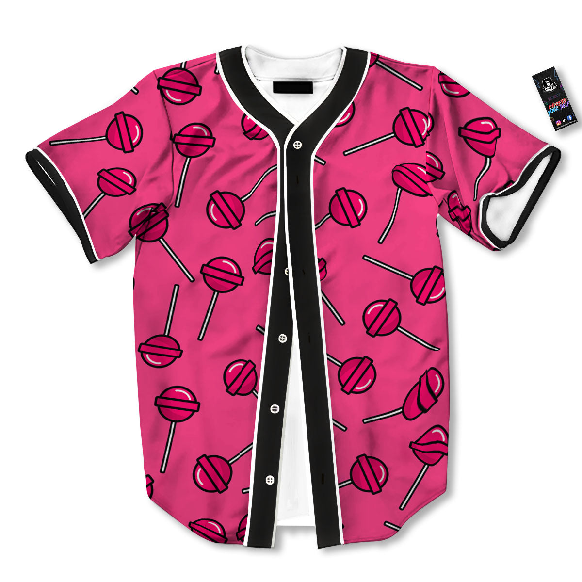 Lollipop Candy Pink Print Pattern Baseball Jersey-grizzshop