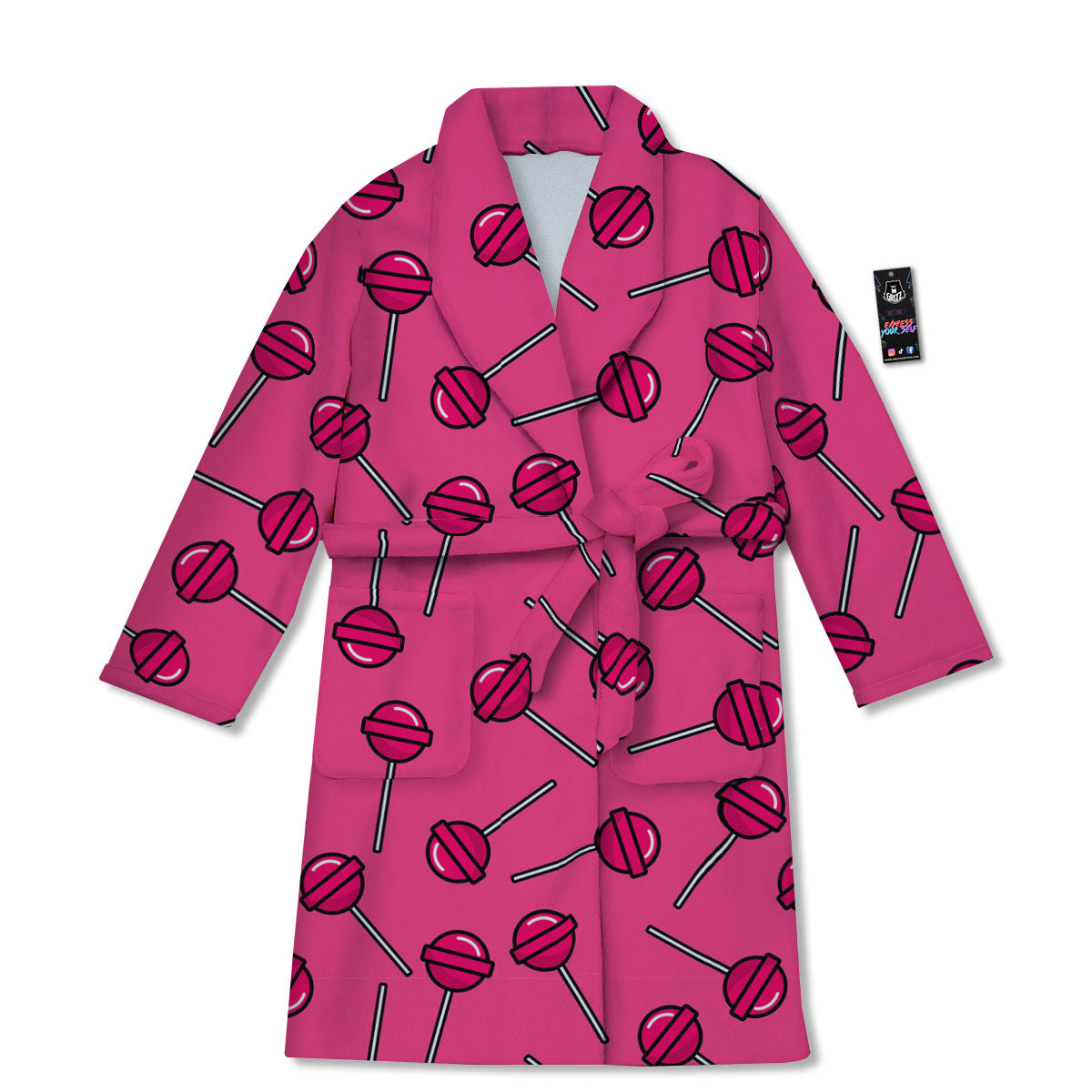 Lollipop Candy Pink Print Pattern Bathrobe-grizzshop