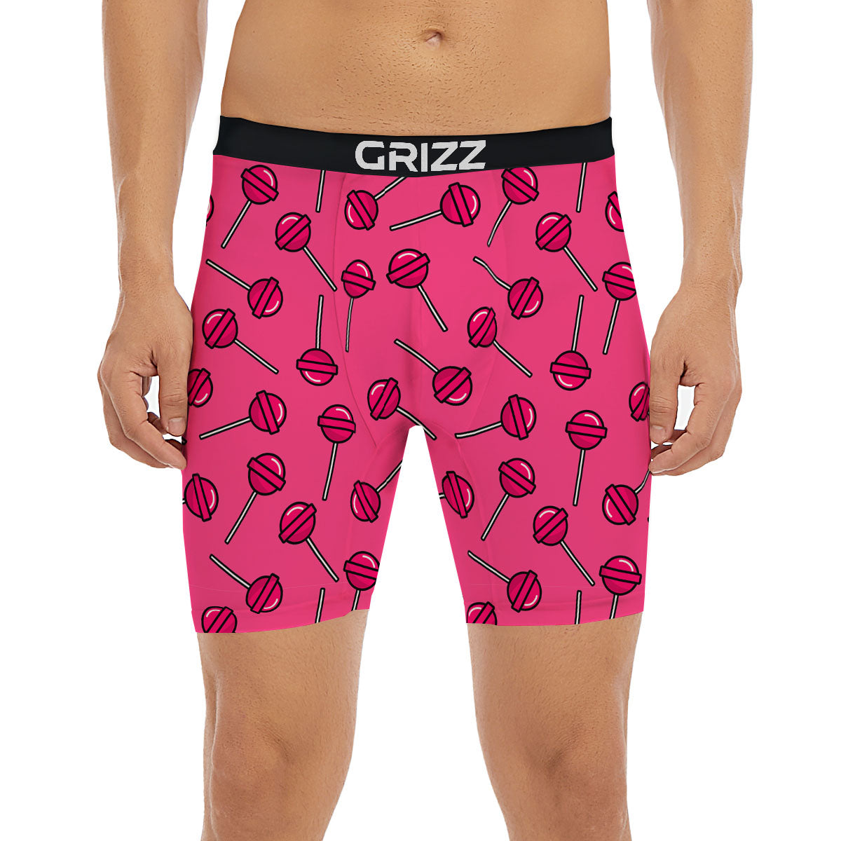 Lollipop Candy Pink Print Pattern Boxer Briefs-grizzshop