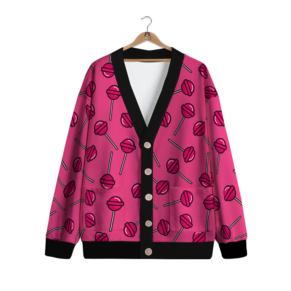 Lollipop Candy Pink Print Pattern Cardigan-grizzshop