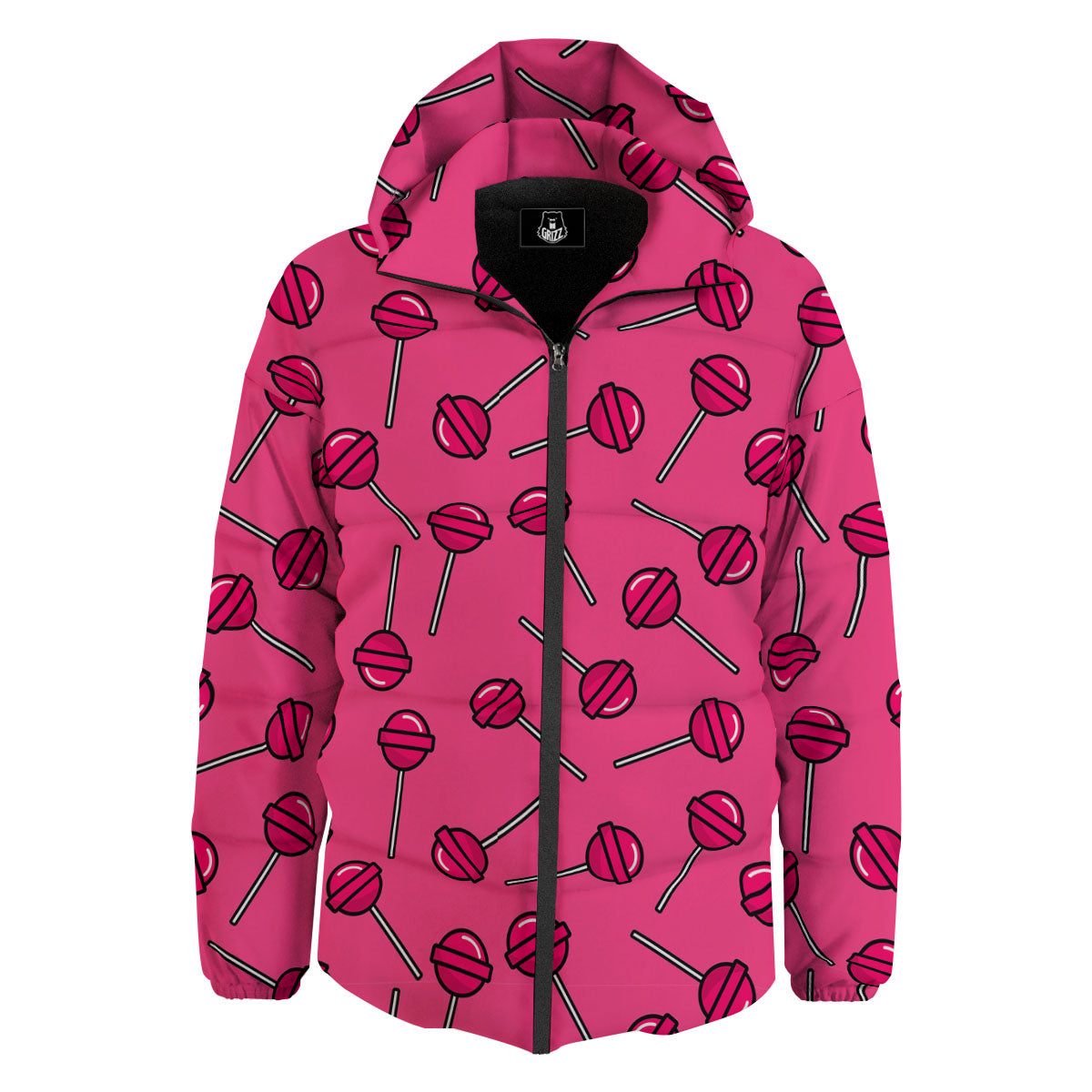 Lollipop Candy Pink Print Pattern Down Jacket-grizzshop