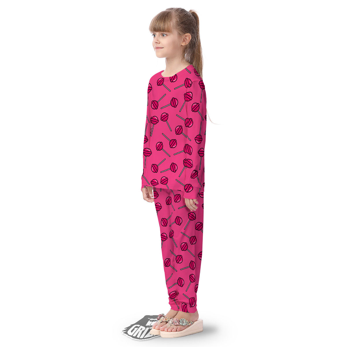 Lollipop Candy Pink Print Pattern Kid's Pajamas-grizzshop