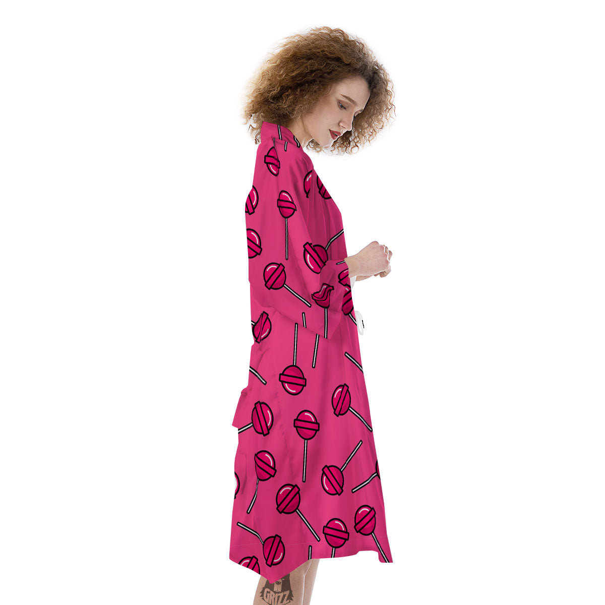 Lollipop Candy Pink Print Pattern Kimono-grizzshop