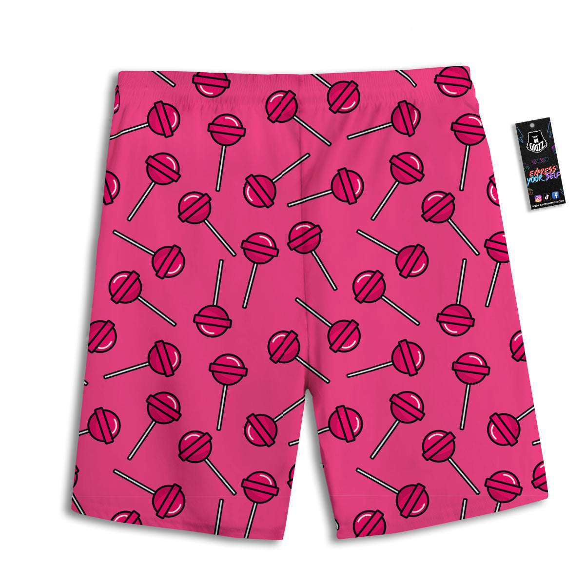 Lollipop Candy Pink Print Pattern Men's Athletic Shorts