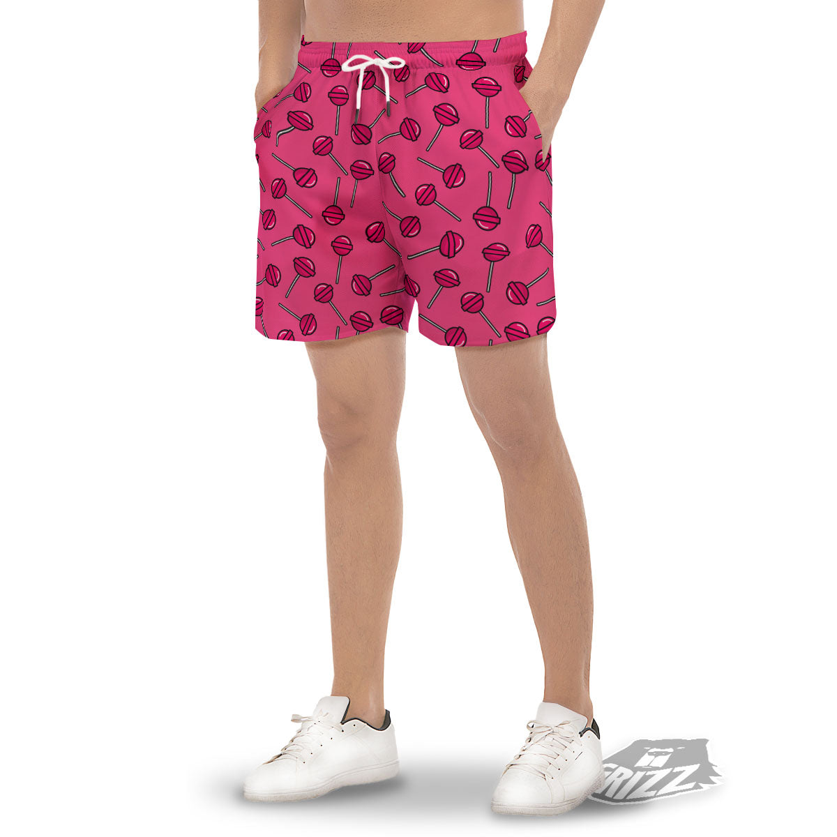Lollipop Candy Pink Print Pattern Men's Gym Shorts-grizzshop