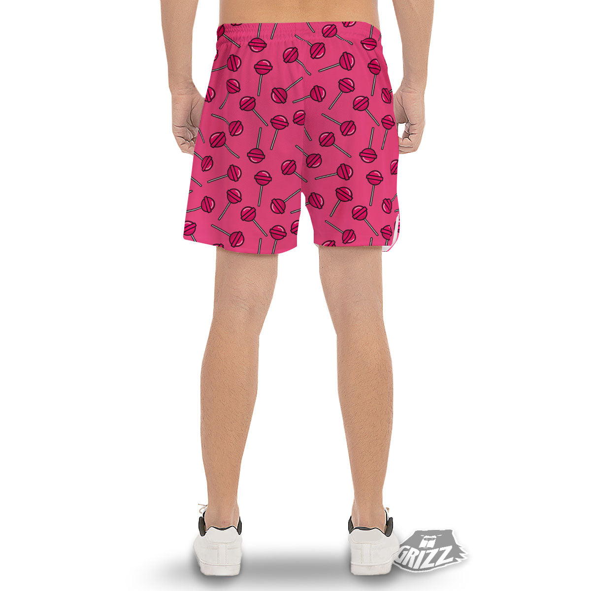 Lollipop Candy Pink Print Pattern Men's Gym Shorts-grizzshop