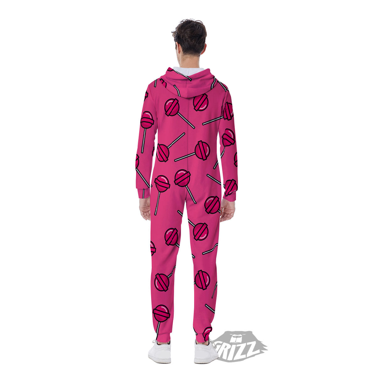 Lollipop Candy Pink Print Pattern Men's Jumpsuit-grizzshop