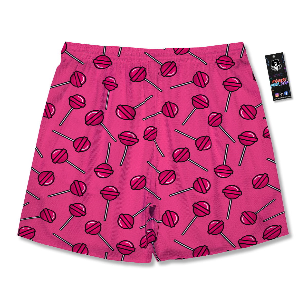 Lollipop Candy Pink Print Pattern Men's Running Shorts-grizzshop