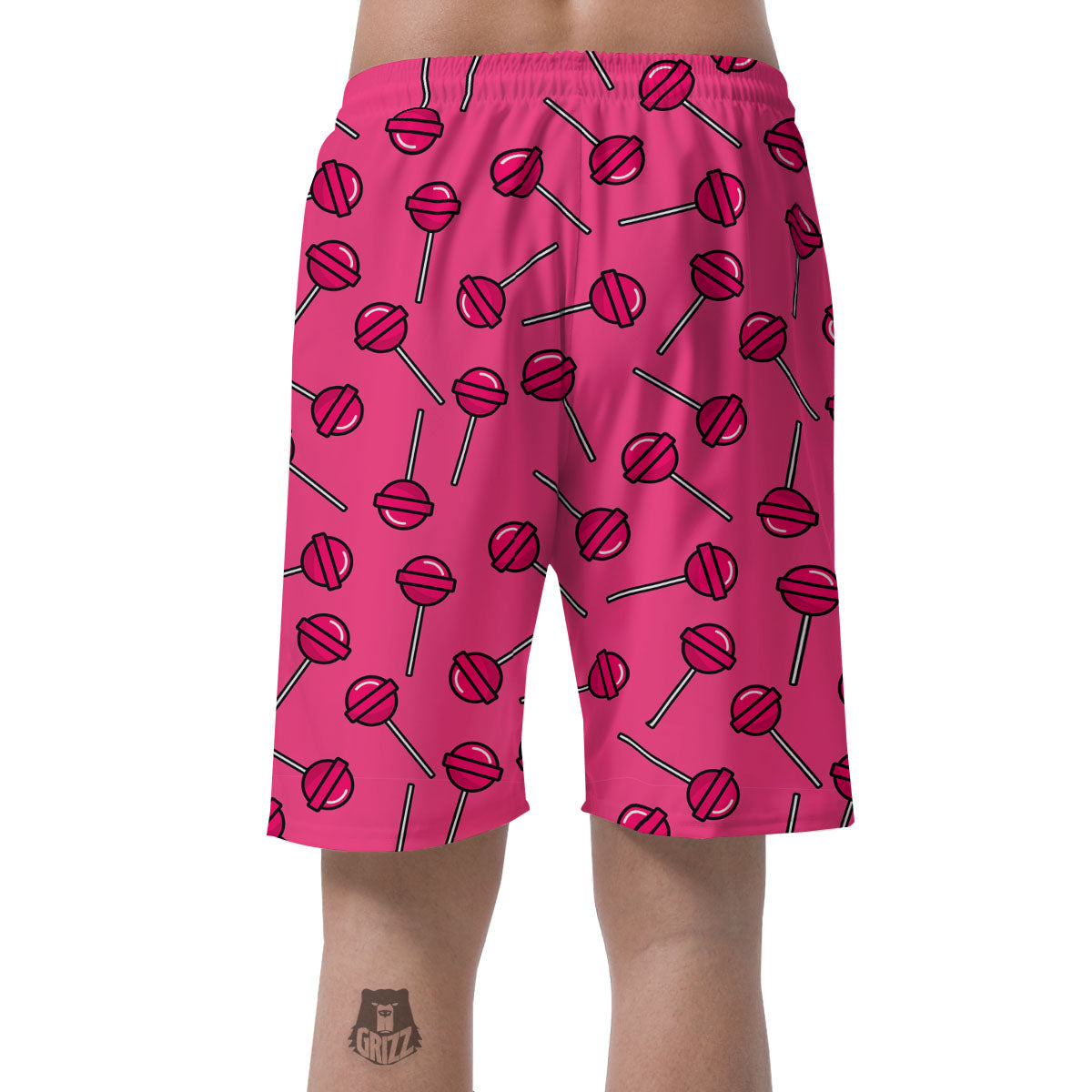 Lollipop Candy Pink Print Pattern Men's Shorts-grizzshop