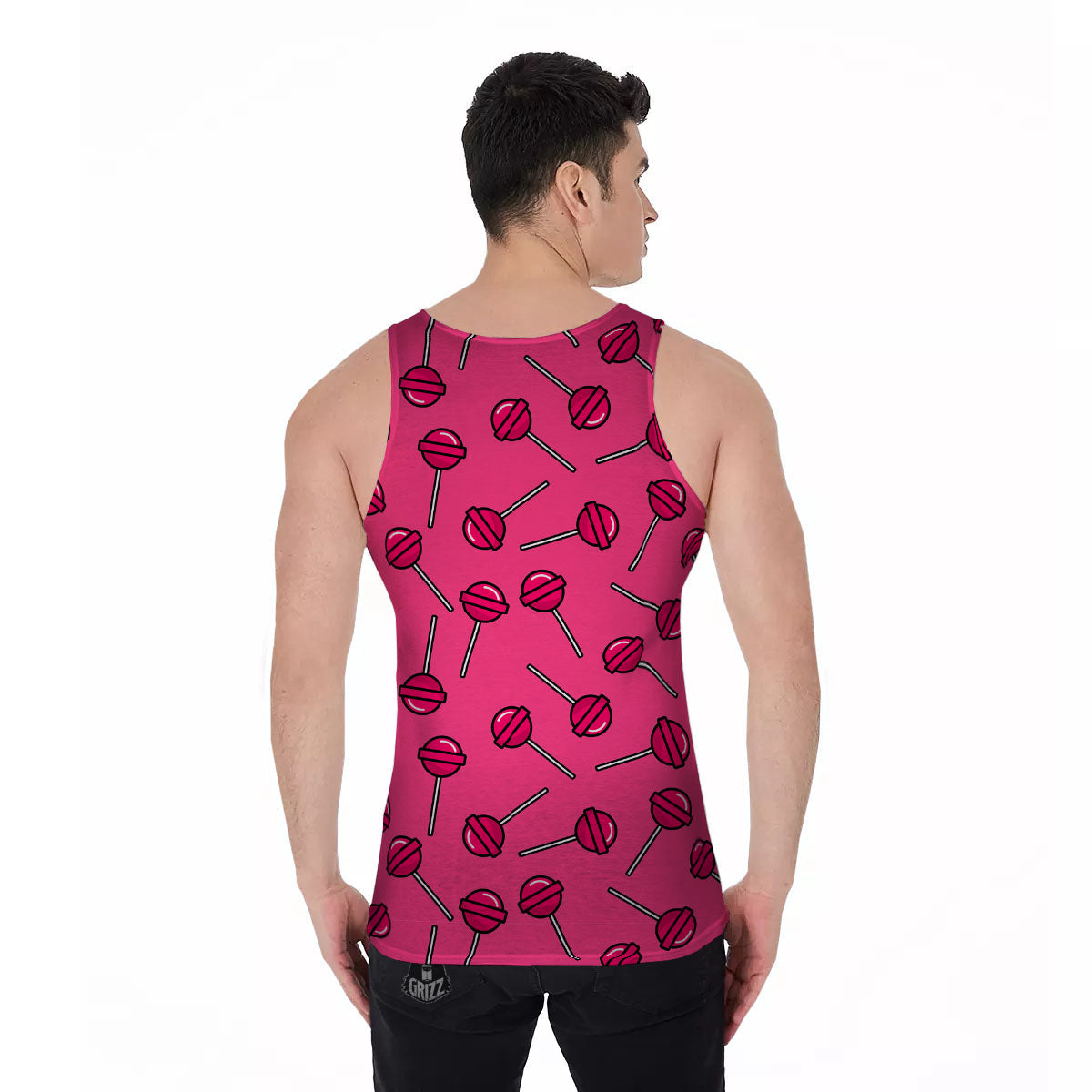 Lollipop Candy Pink Print Pattern Men's Tank Top-grizzshop