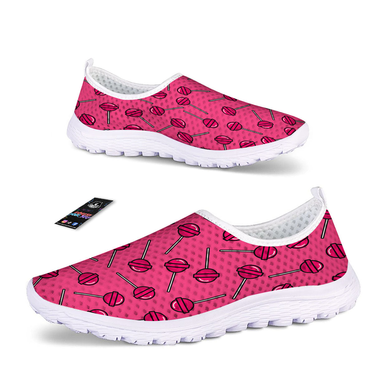 Lollipop Candy Pink Print Pattern Nurse Shoes-grizzshop
