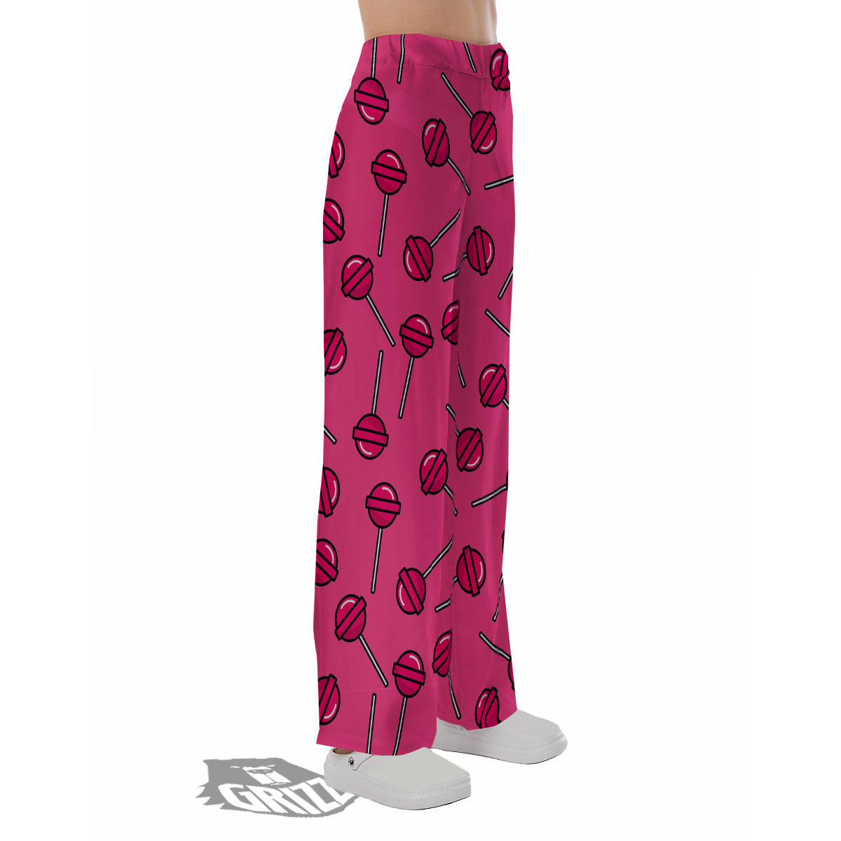 Lollipop Candy Pink Print Pattern Pajama Pants-grizzshop