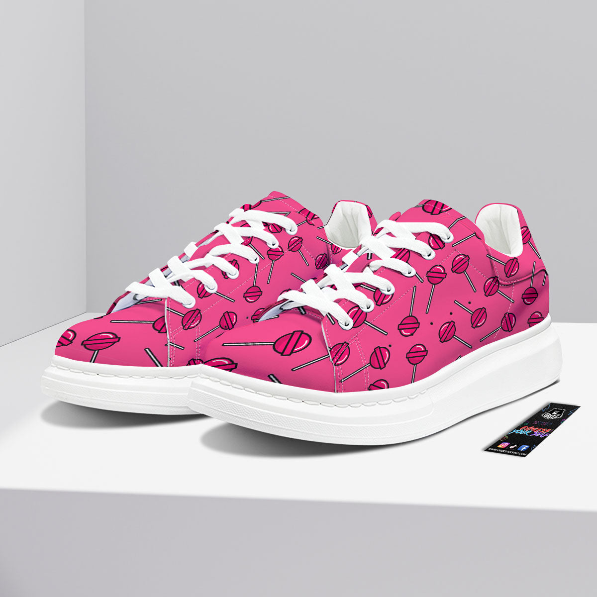Lollipop Candy Pink Print Pattern Platform Shoes-grizzshop