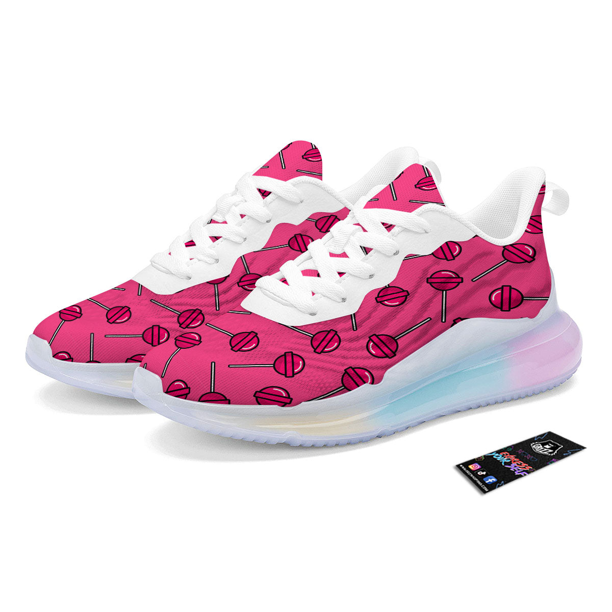 Lollipop Candy Pink Print Pattern Running Sneakers-grizzshop