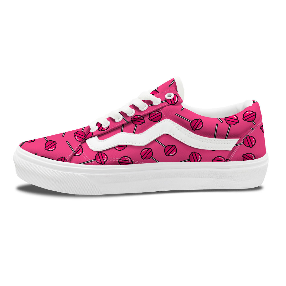 Lollipop Candy Pink Print Pattern Skate Shoes-grizzshop
