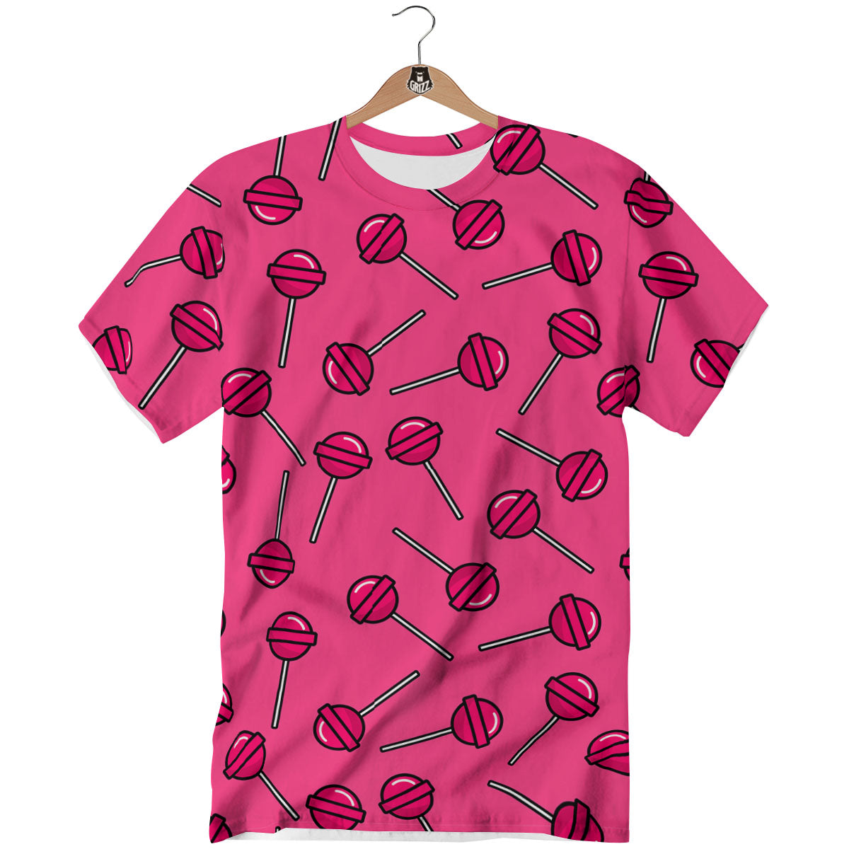 Lollipop Candy Pink Print Pattern T-Shirt-grizzshop
