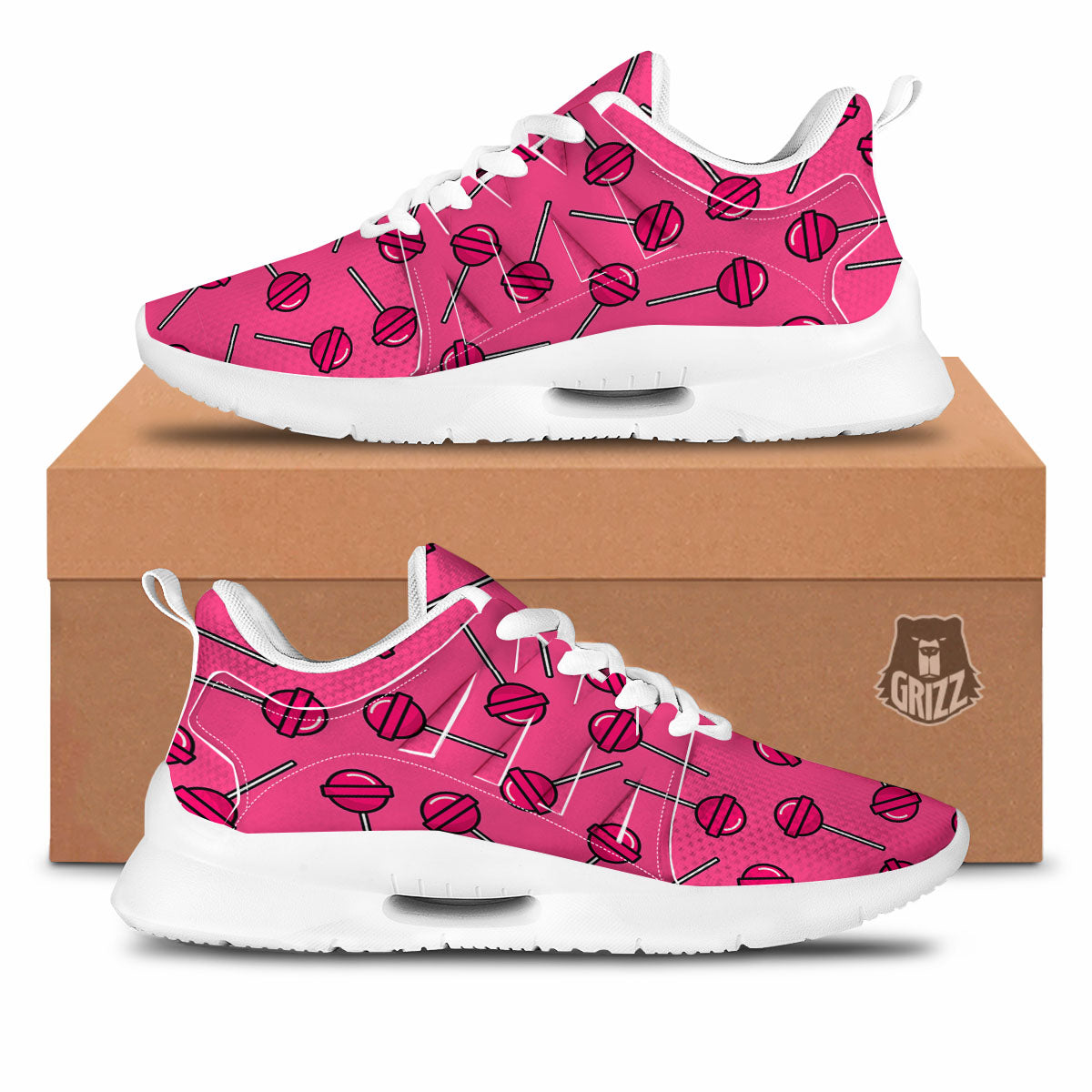 Lollipop Candy Pink Print Pattern Tennis Shoes-grizzshop
