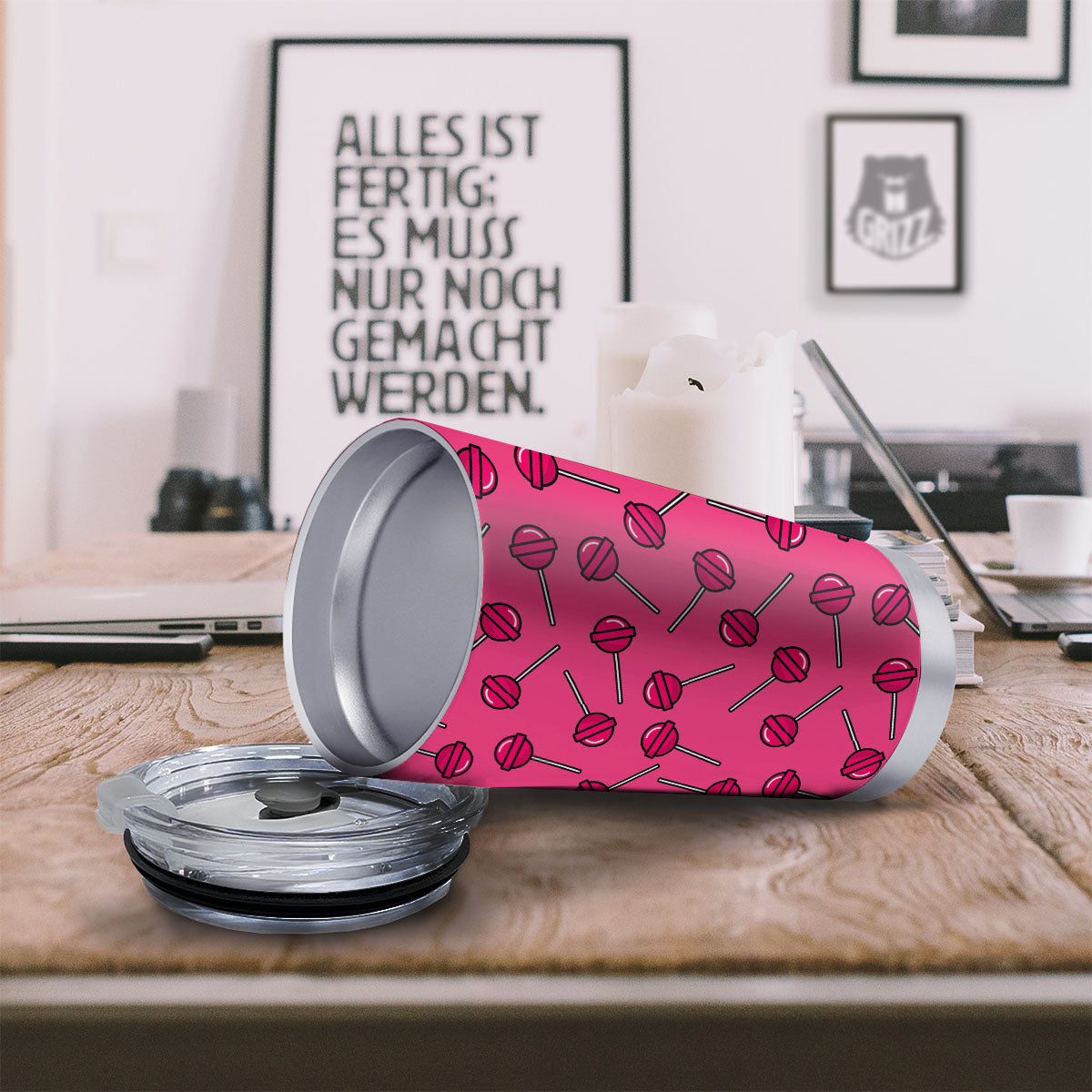 Lollipop Candy Pink Print Pattern Tumbler-grizzshop