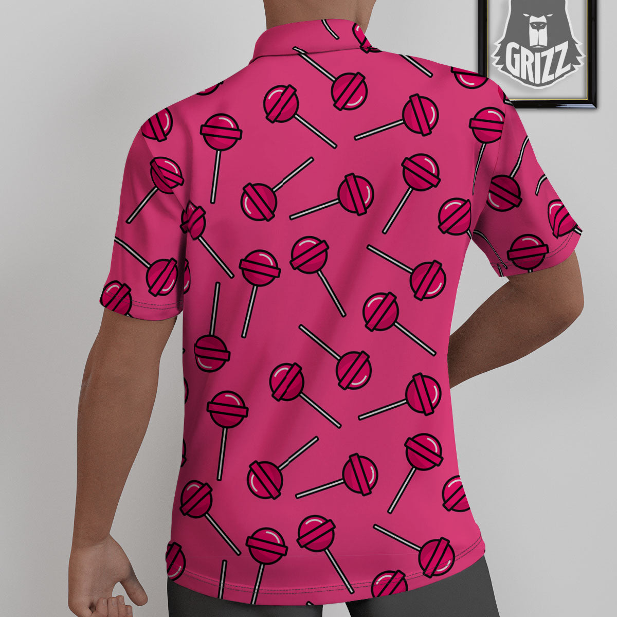 Lollipop Candy Pink Print Pattern Untucked Shirts-grizzshop