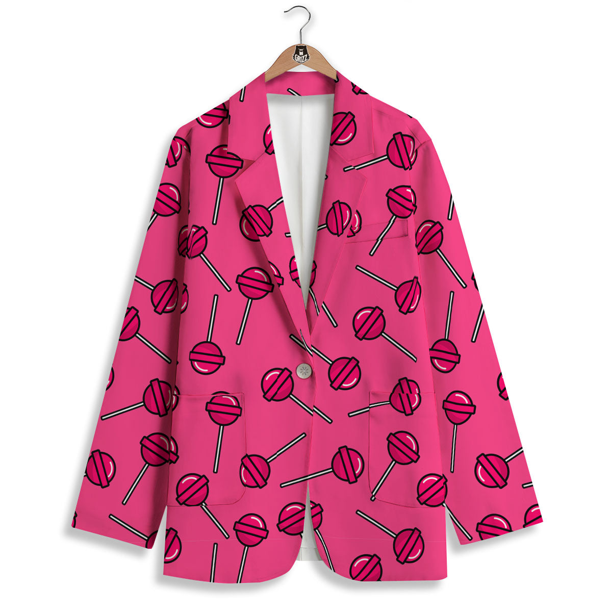 Lollipop Candy Pink Print Pattern Women's Blazer-grizzshop