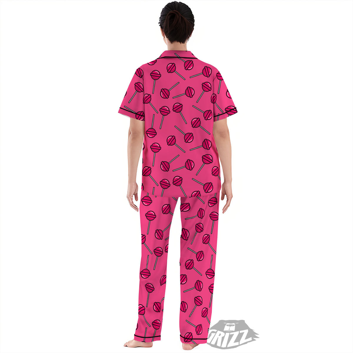 Lollipop Candy Pink Print Pattern Women's Pajamas Set-grizzshop
