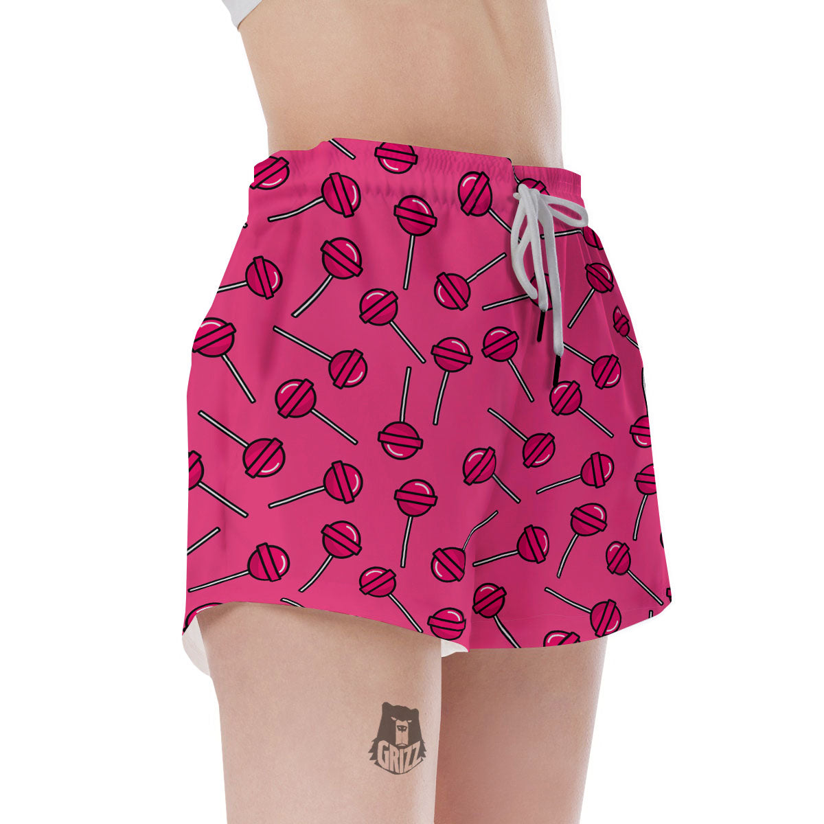 Lollipop Candy Pink Print Pattern Women's Shorts-grizzshop