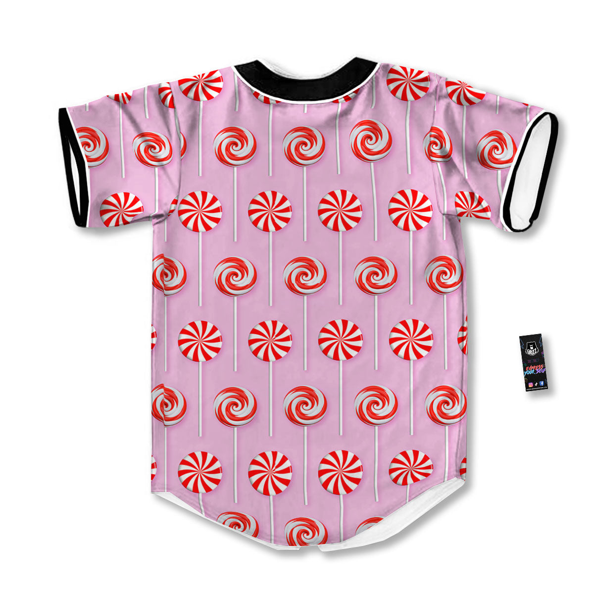 Lollipop Candy Red Print Pattern Baseball Jersey-grizzshop