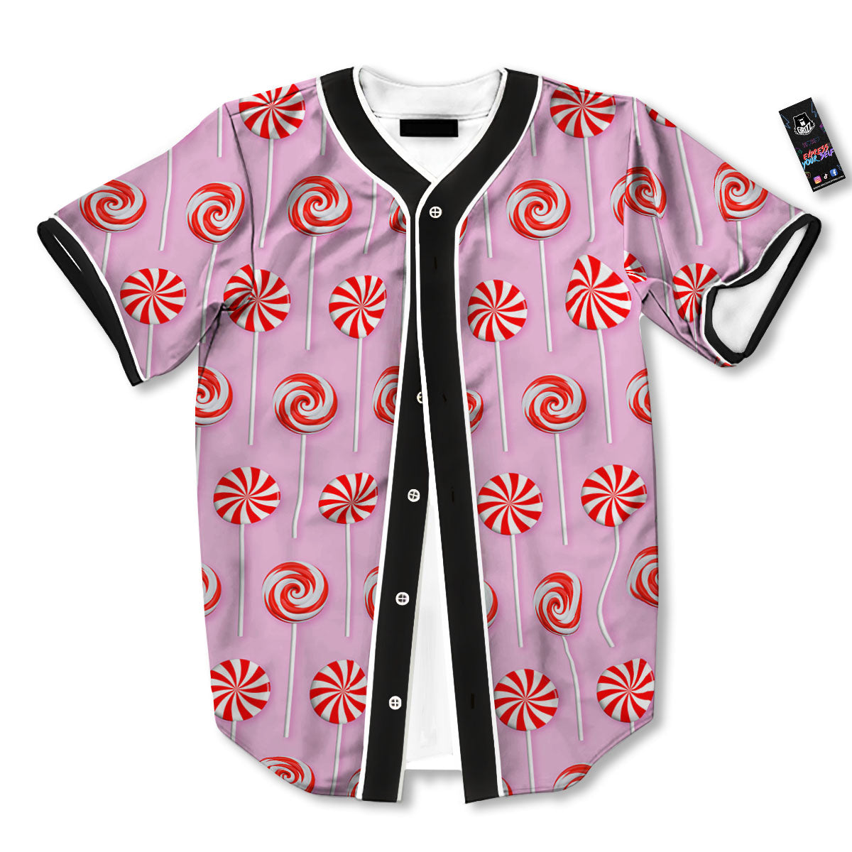 Lollipop Candy Red Print Pattern Baseball Jersey-grizzshop
