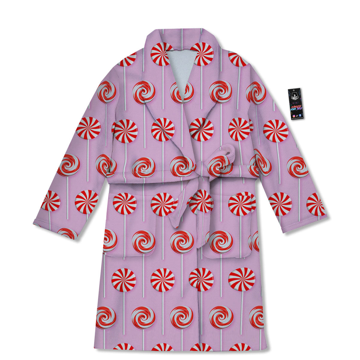 Lollipop Candy Red Print Pattern Bathrobe-grizzshop