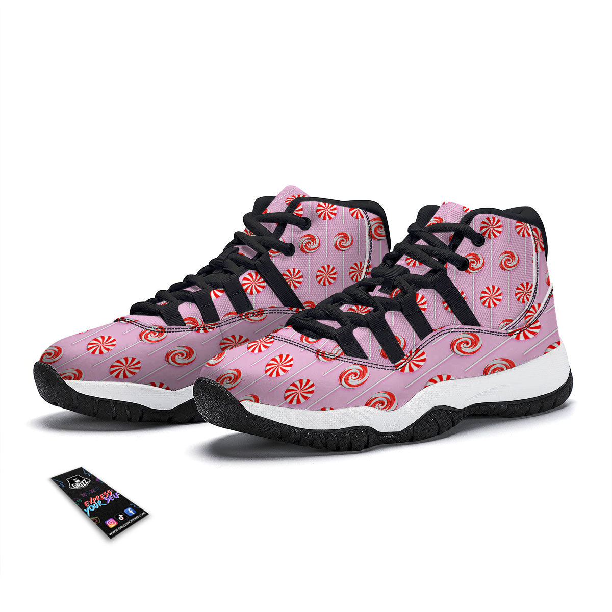 Lollipop Candy Red Print Pattern Black Bball Shoes-grizzshop
