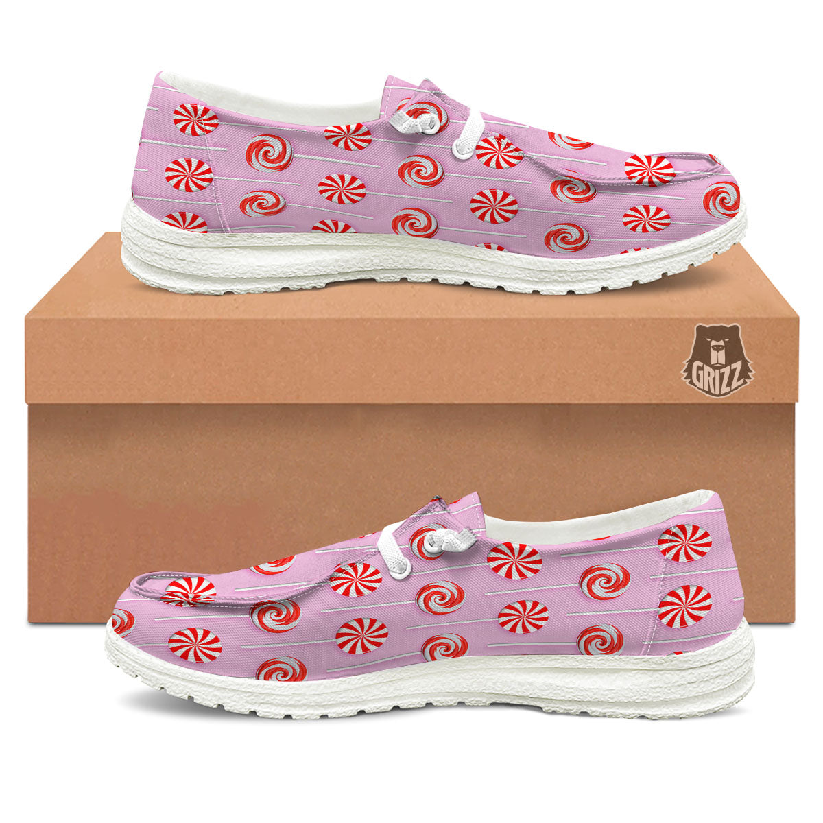 Lollipop Candy Red Print Pattern Black Loafers-grizzshop