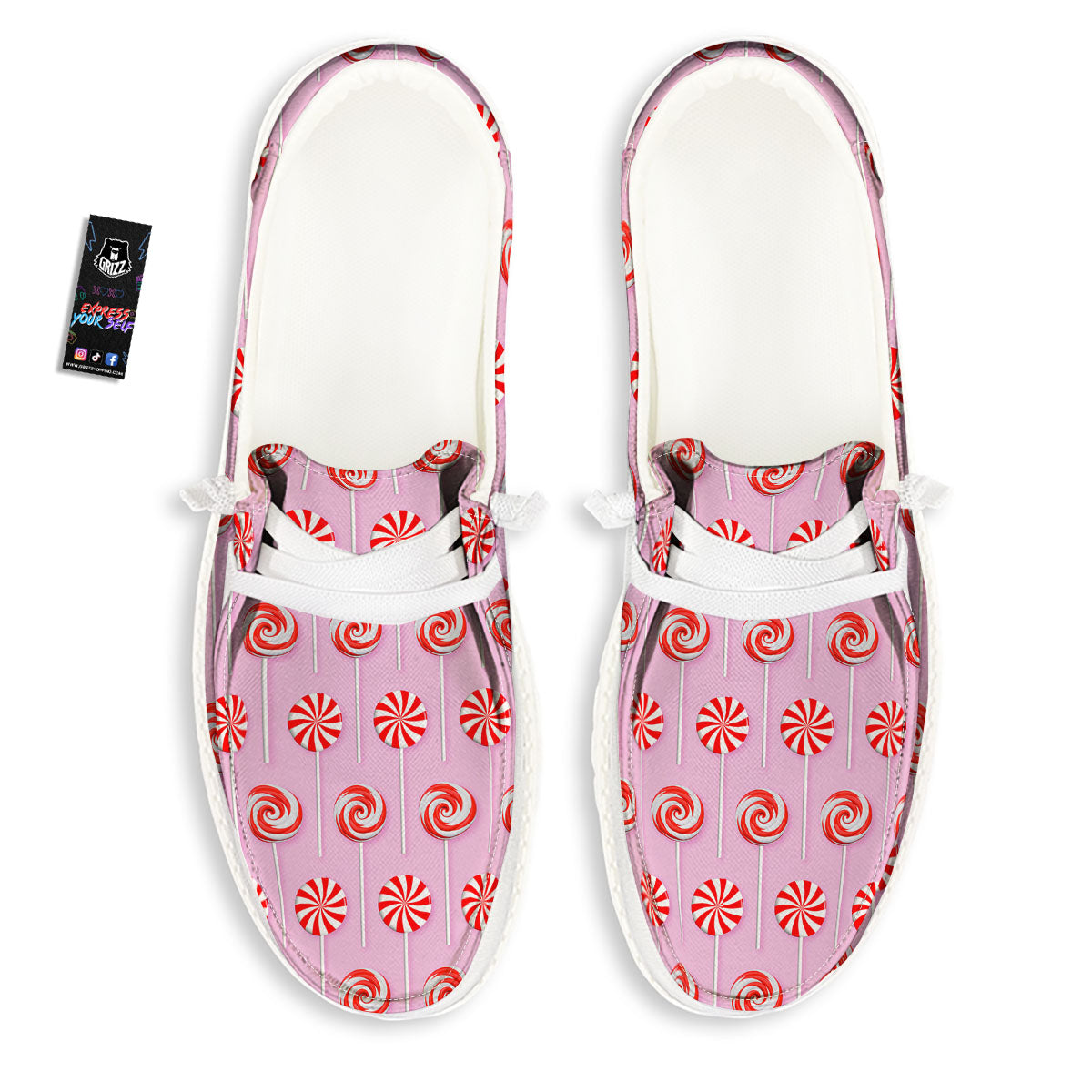 Lollipop Candy Red Print Pattern Black Loafers-grizzshop