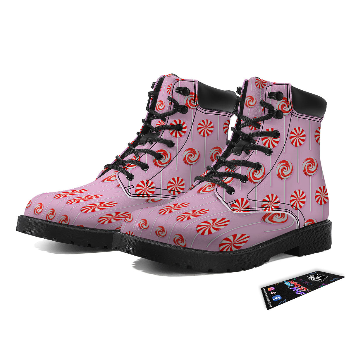 Lollipop Candy Red Print Pattern Boots-grizzshop
