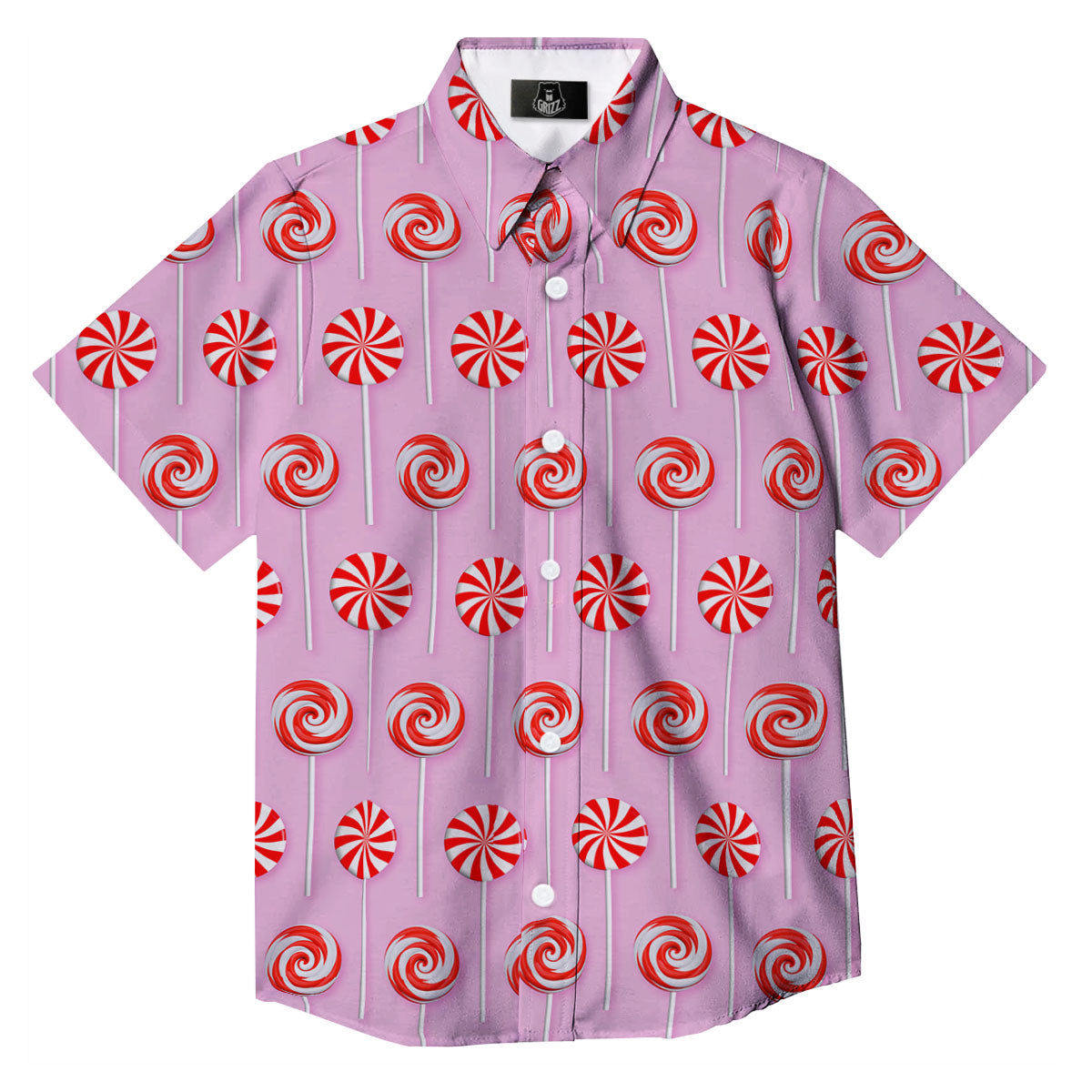 Lollipop Candy Red Print Pattern Button Up Shirt-grizzshop