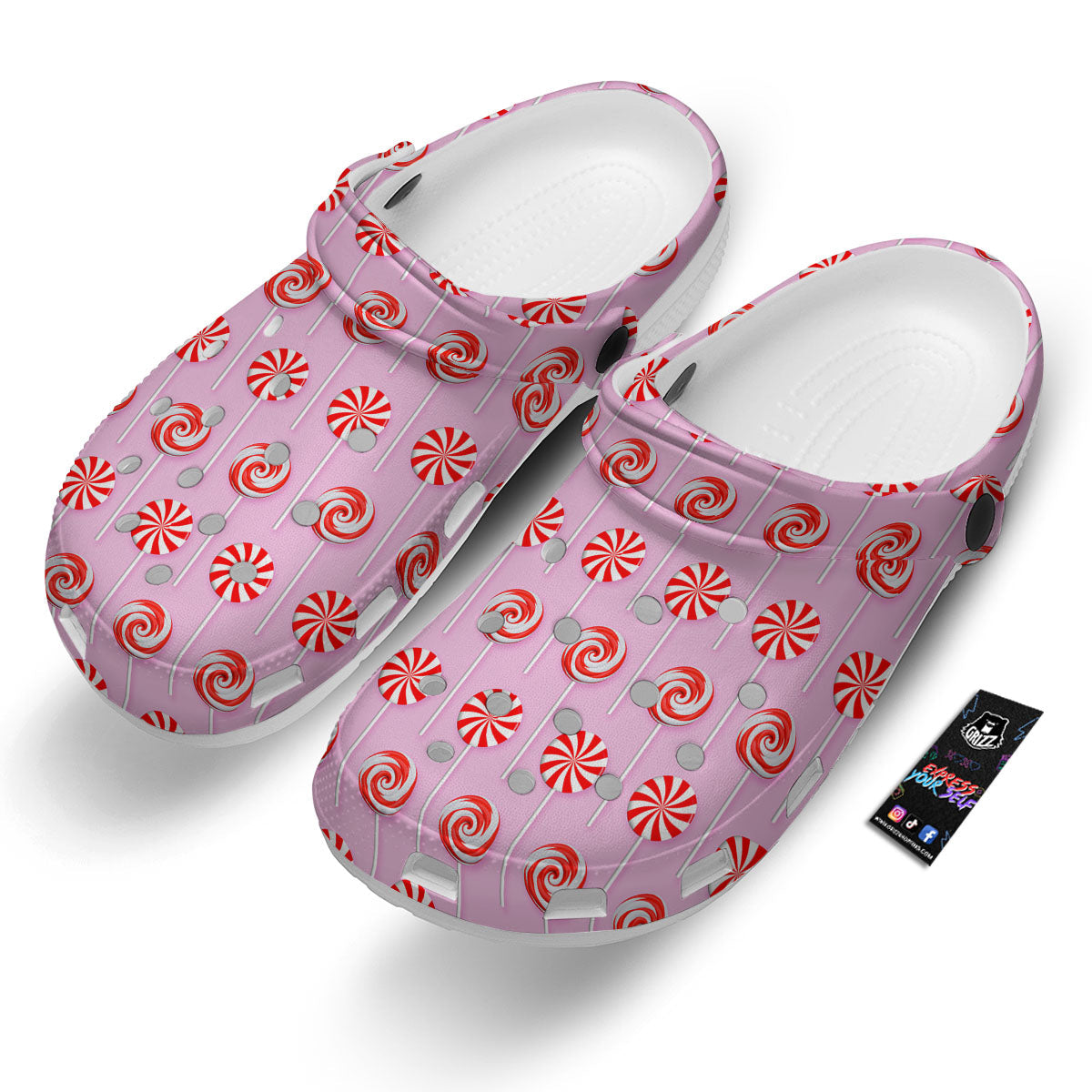 Lollipop Candy Red Print Pattern Clog-grizzshop