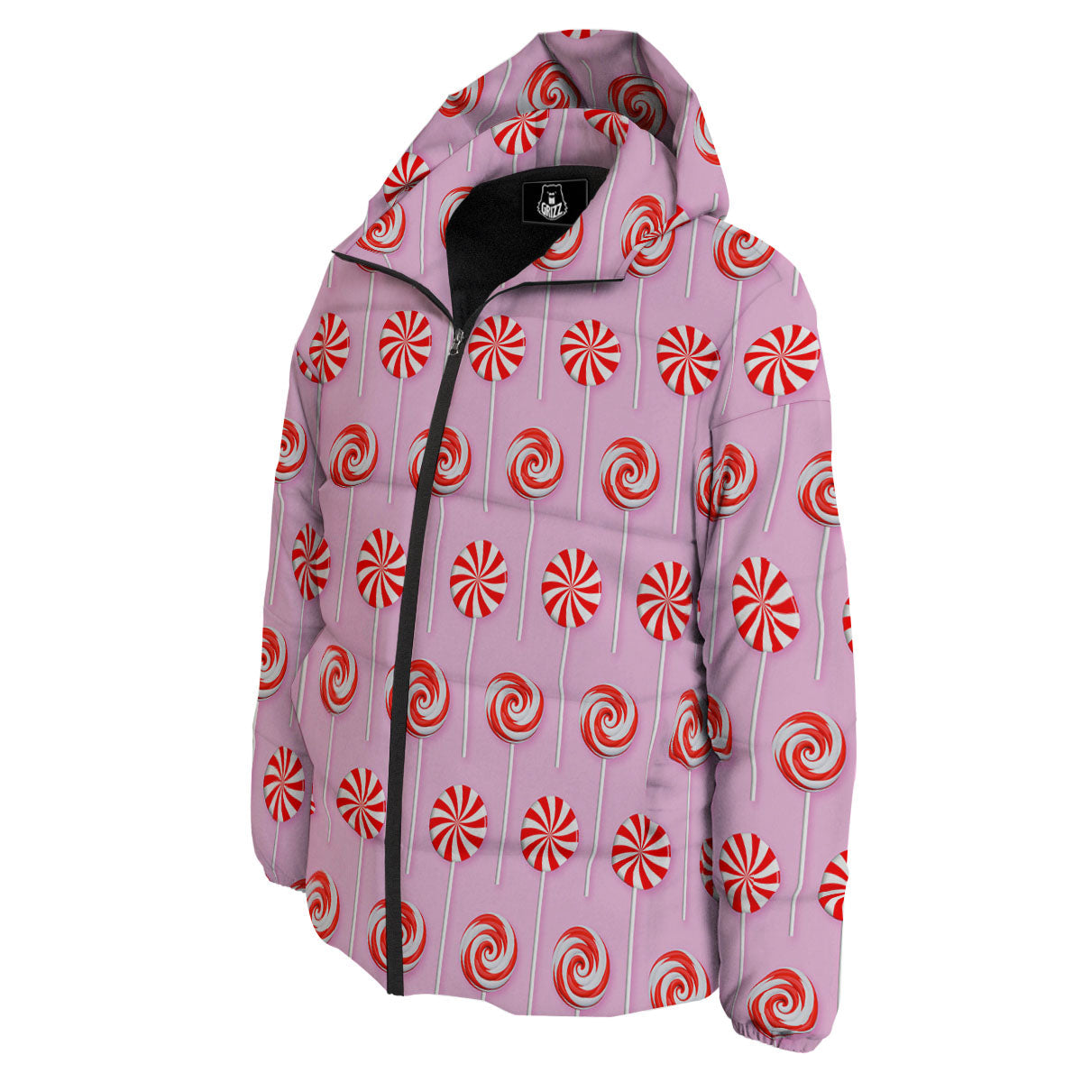 Lollipop Candy Red Print Pattern Down Jacket-grizzshop