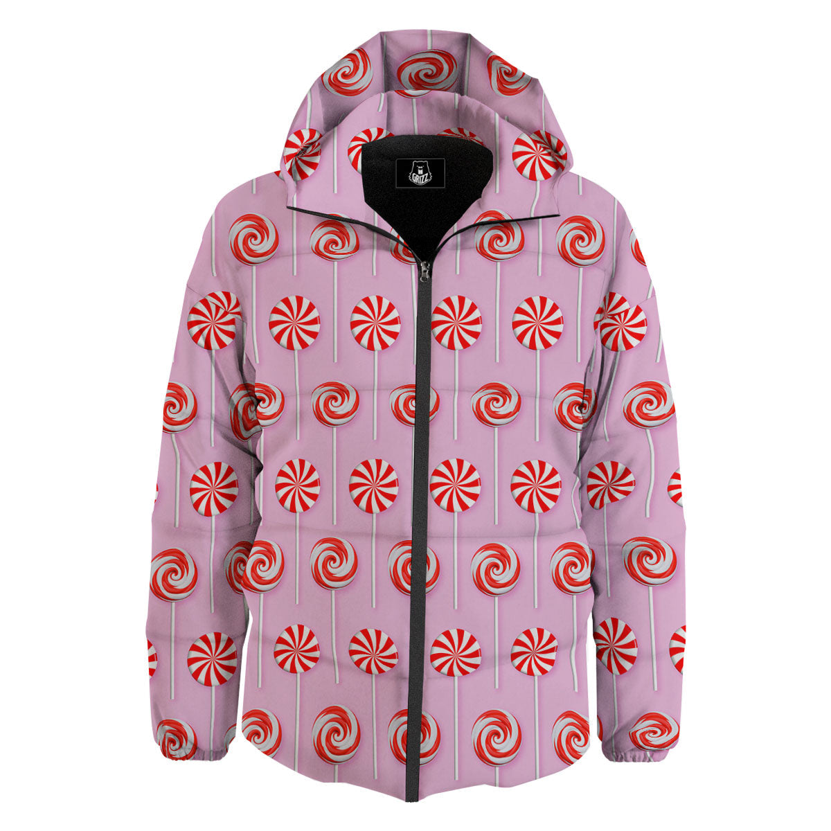 Lollipop Candy Red Print Pattern Down Jacket-grizzshop