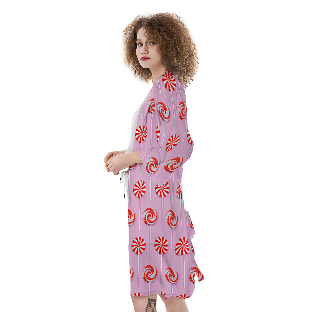 Lollipop Candy Red Print Pattern Kimono-grizzshop