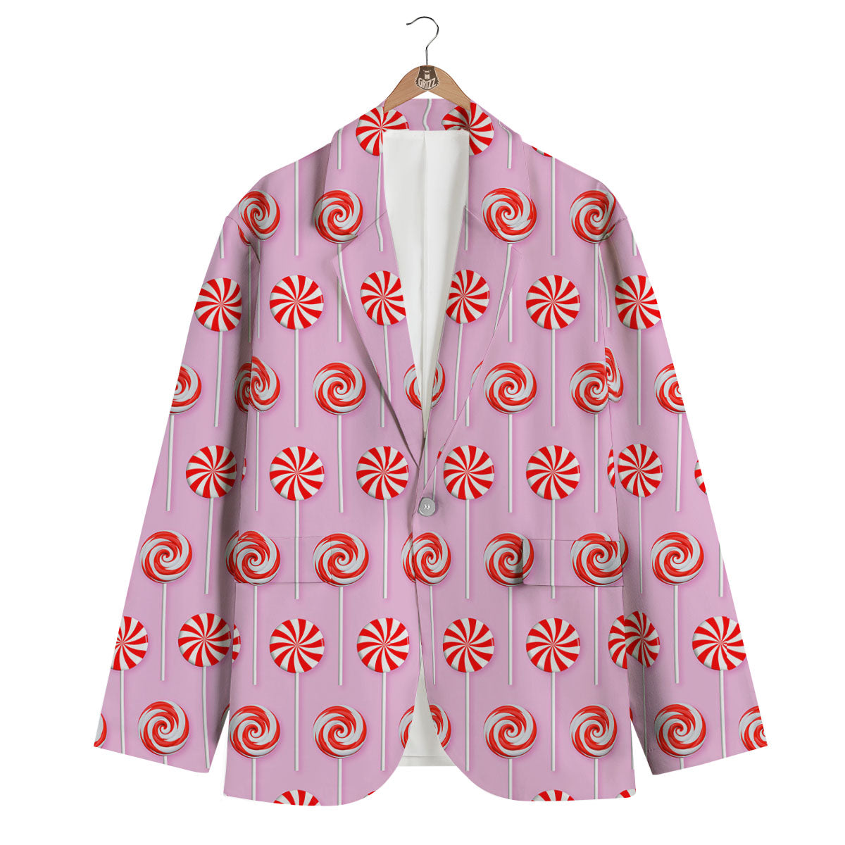 Lollipop Candy Red Print Pattern Men's Blazer-grizzshop
