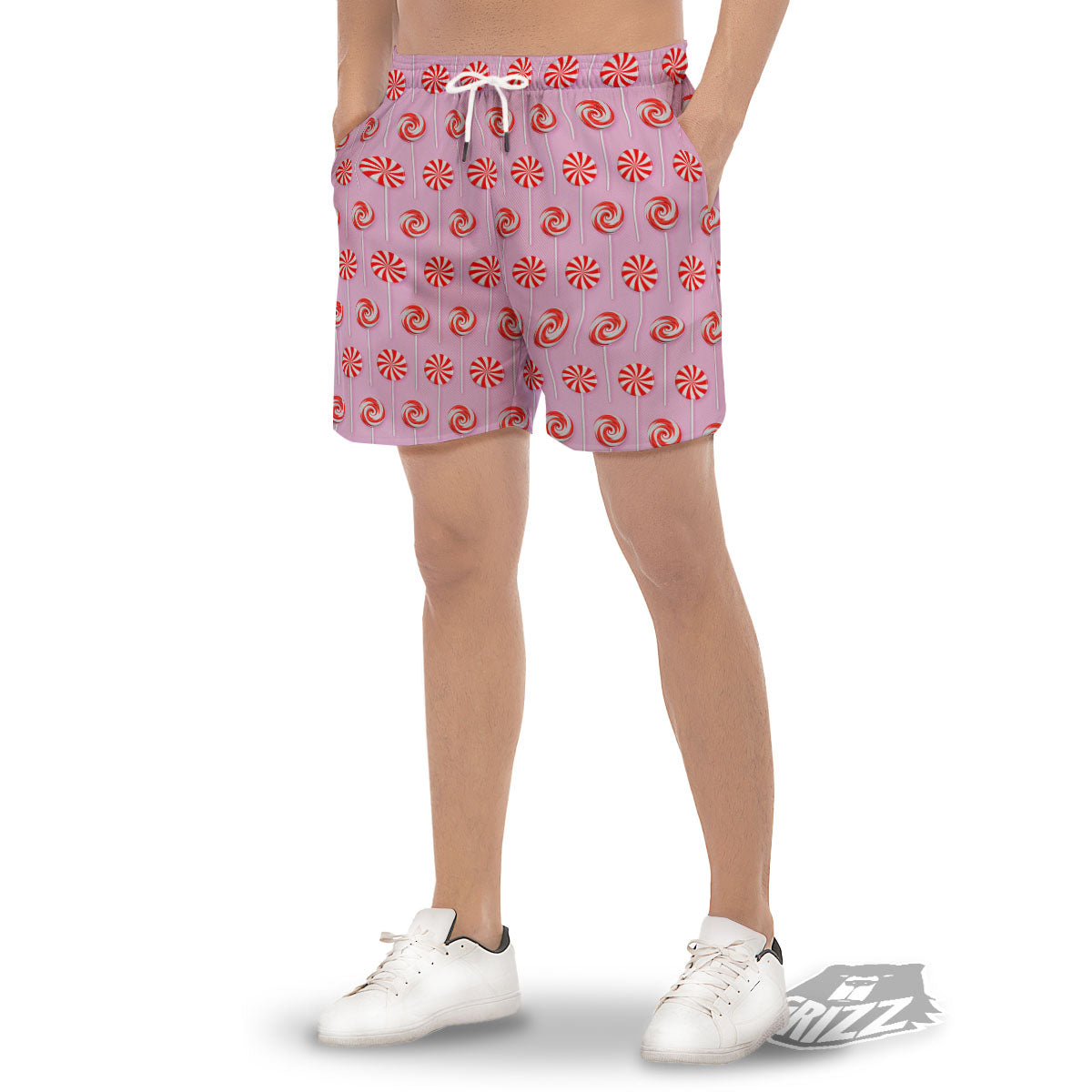 Lollipop Candy Red Print Pattern Men's Gym Shorts-grizzshop