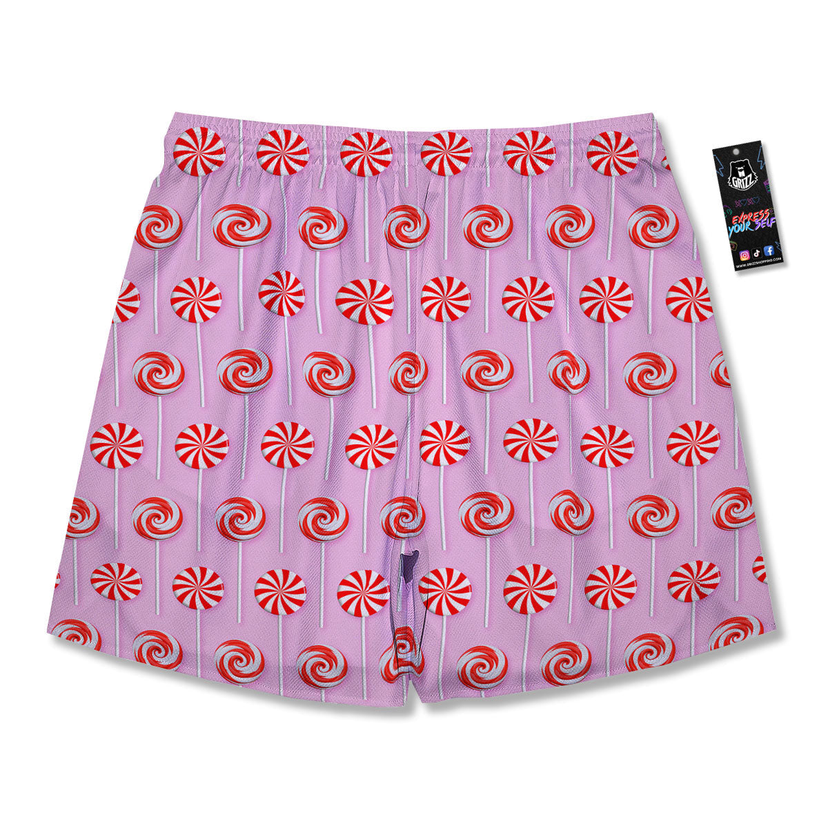 Lollipop Candy Red Print Pattern Men's Running Shorts-grizzshop