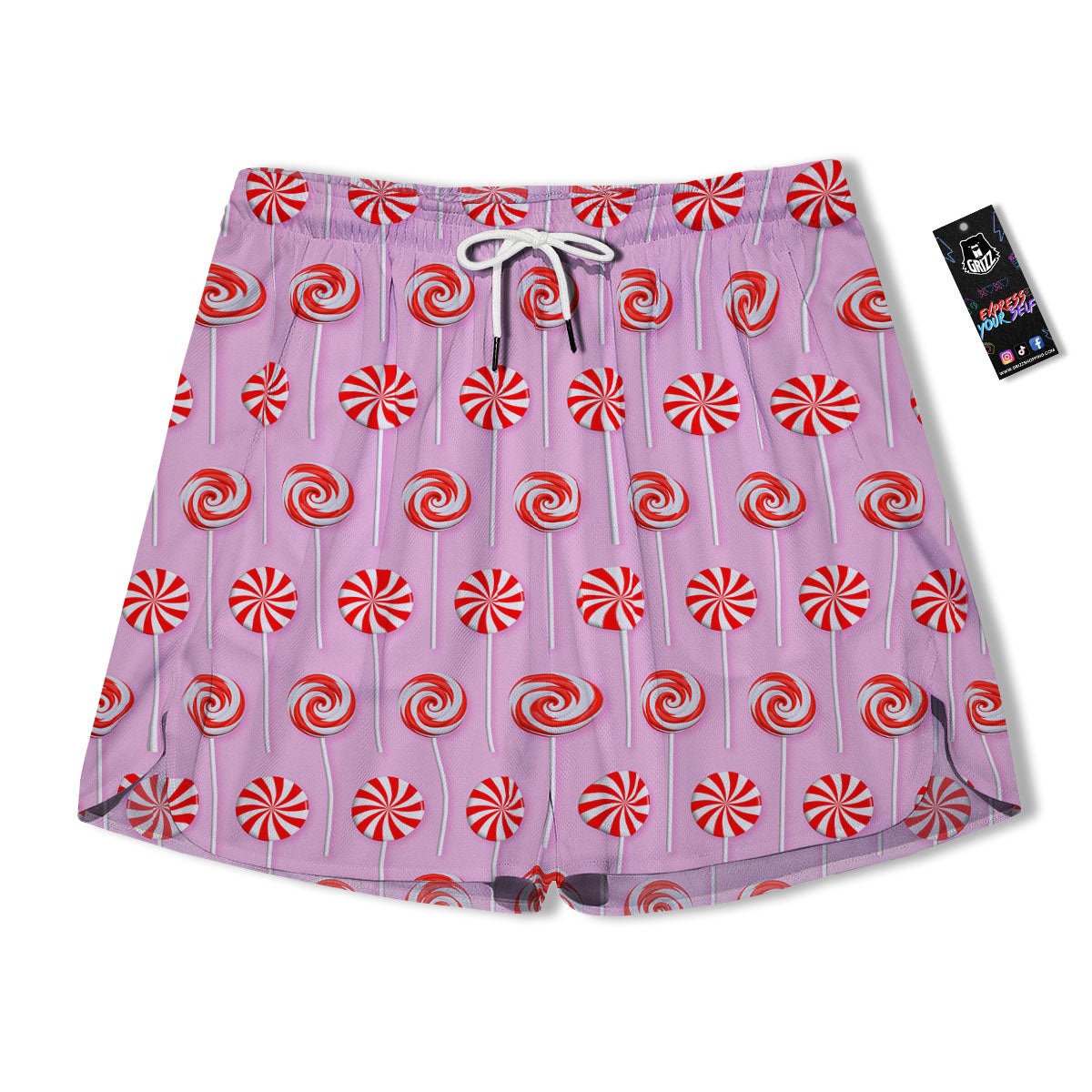 Lollipop Candy Red Print Pattern Men's Running Shorts-grizzshop