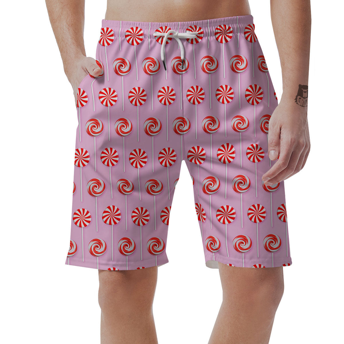 Lollipop Candy Red Print Pattern Men's Shorts-grizzshop