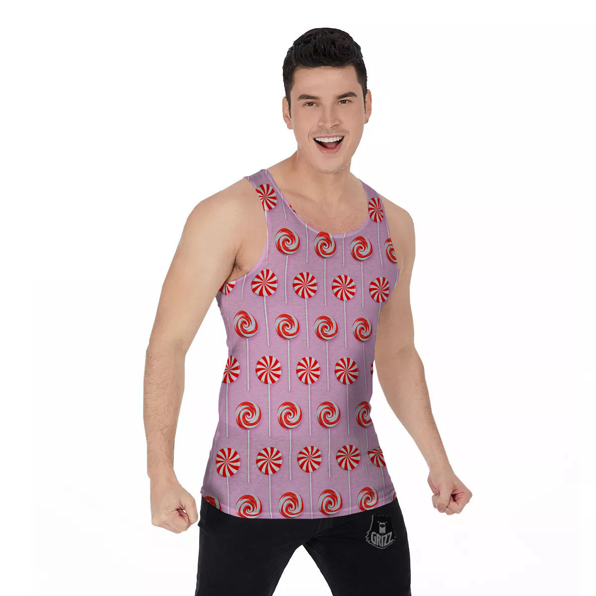 Lollipop Candy Red Print Pattern Men's Tank Top-grizzshop