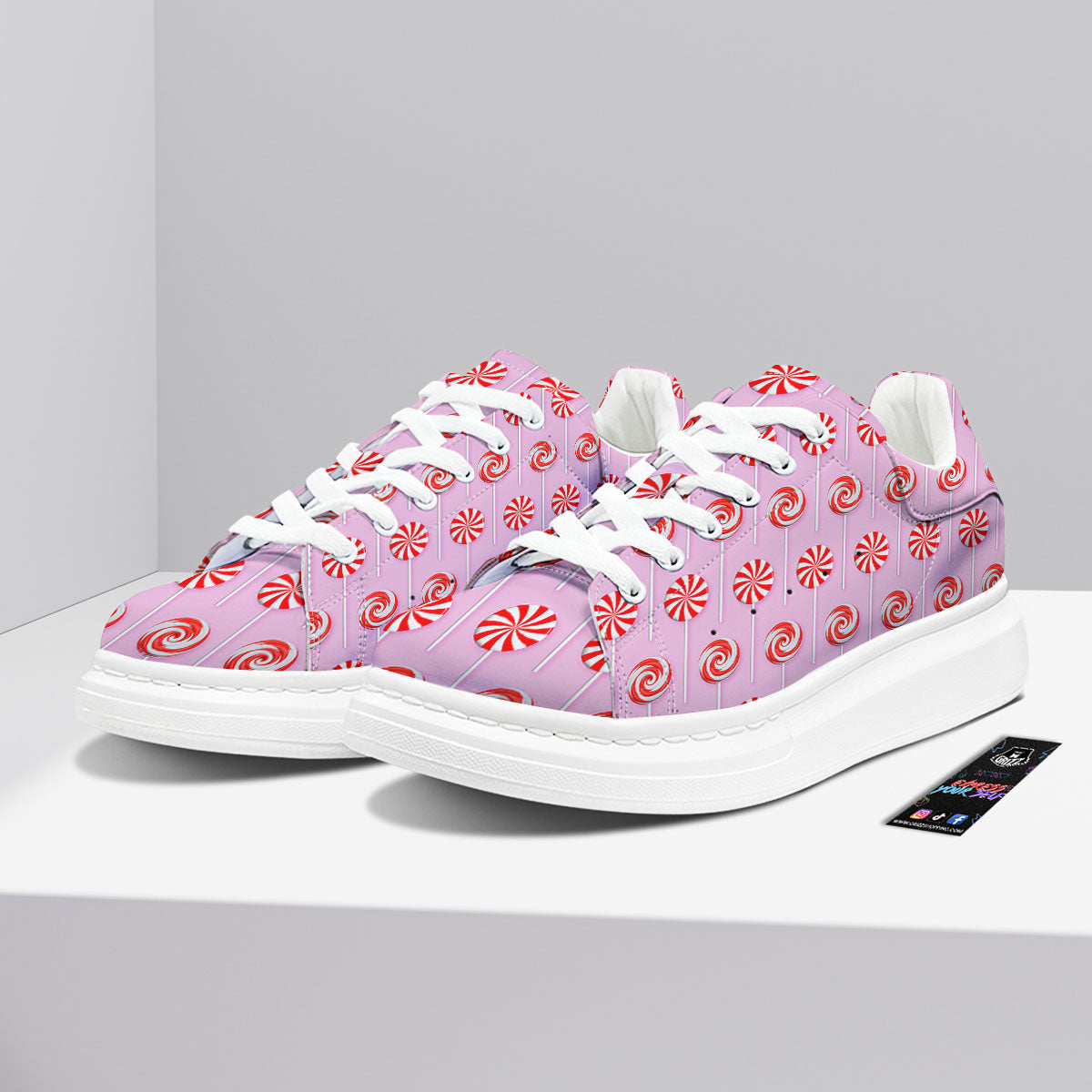 Lollipop Candy Red Print Pattern Platform Shoes-grizzshop