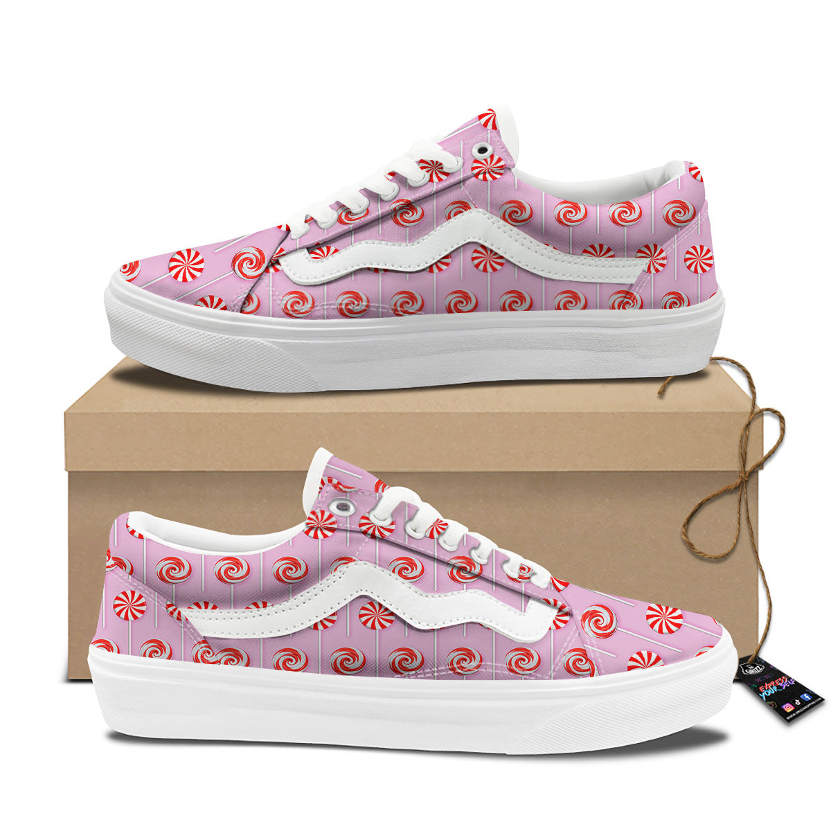 Lollipop Candy Red Print Pattern Skate Shoes-grizzshop