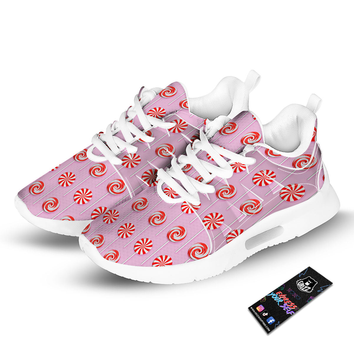 Lollipop Candy Red Print Pattern Tennis Shoes-grizzshop